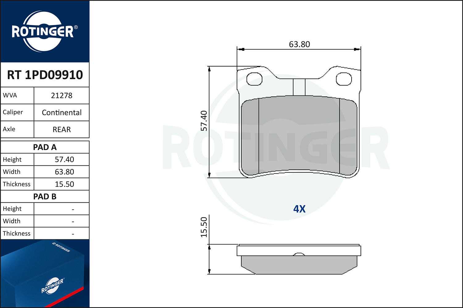 ROTINGER Fékbetét, mind RT1PD09910_ROT